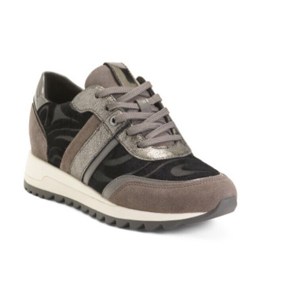 Geox Tabelya Sneakers Dark Grey, Black Velvet ,Suede Comfort Tennis Shoes 7 $170 - Picture 6 of 7
